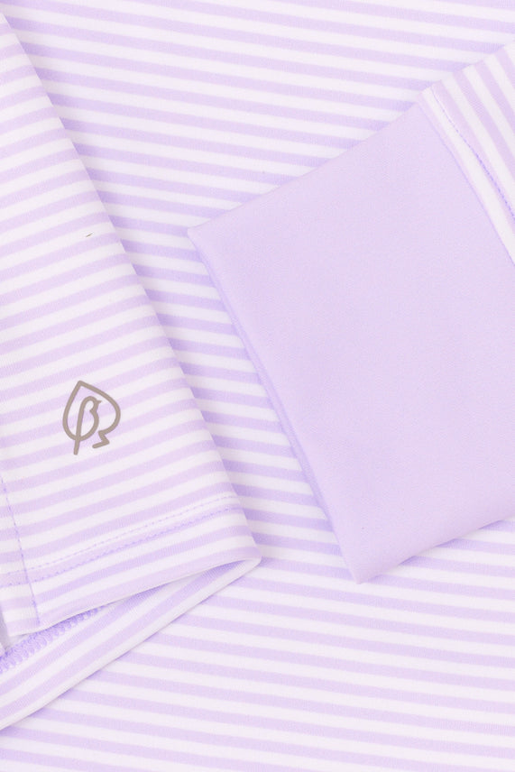 All Day Long Sleeve Polo - Lilac Mini Stripes