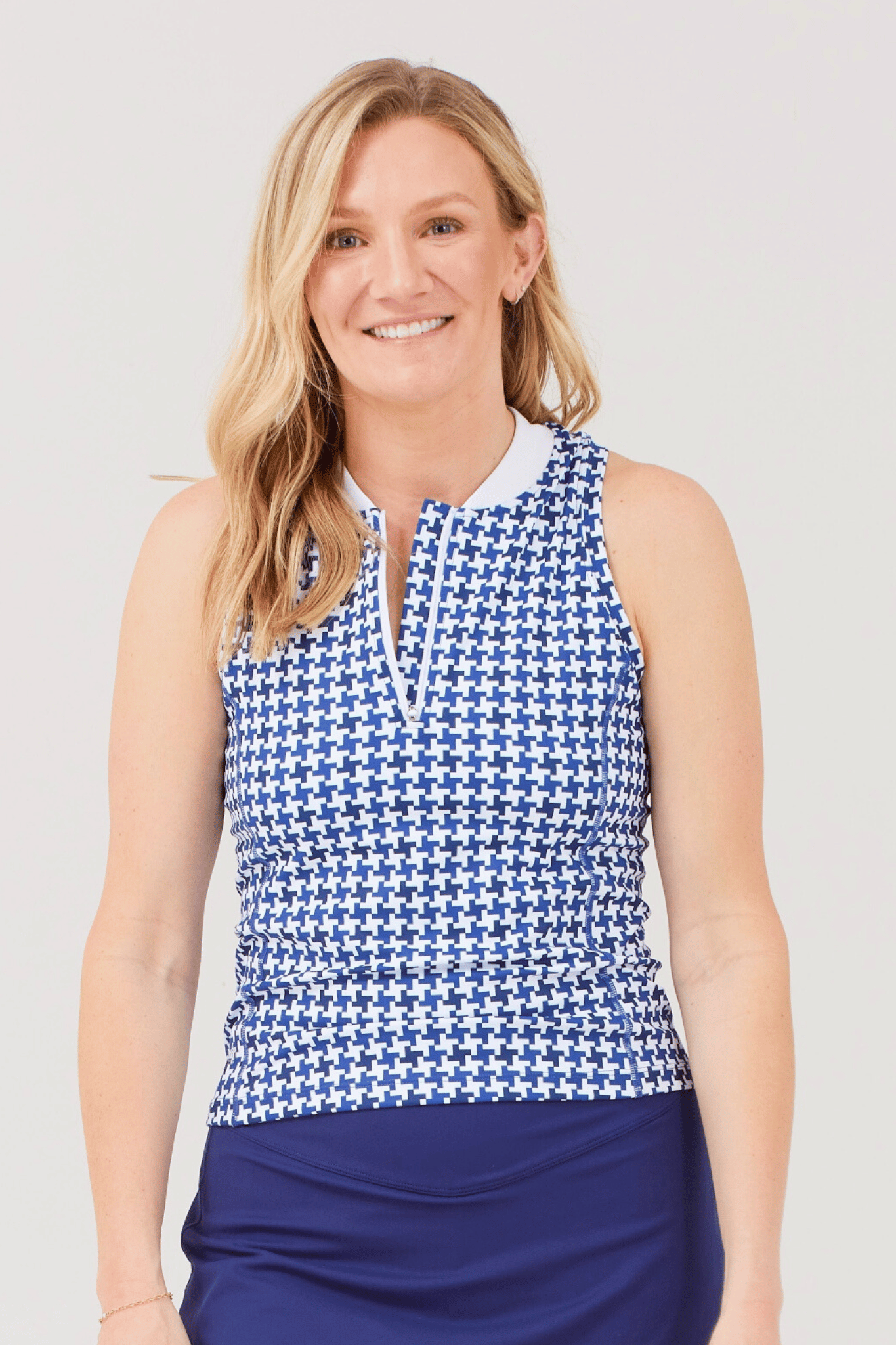 Racerback Polo - Navy Birdiestooth SAMPLE
